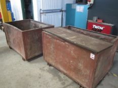 Two steel framed pellet bins, fork lift mounting, 1250 x 900mm