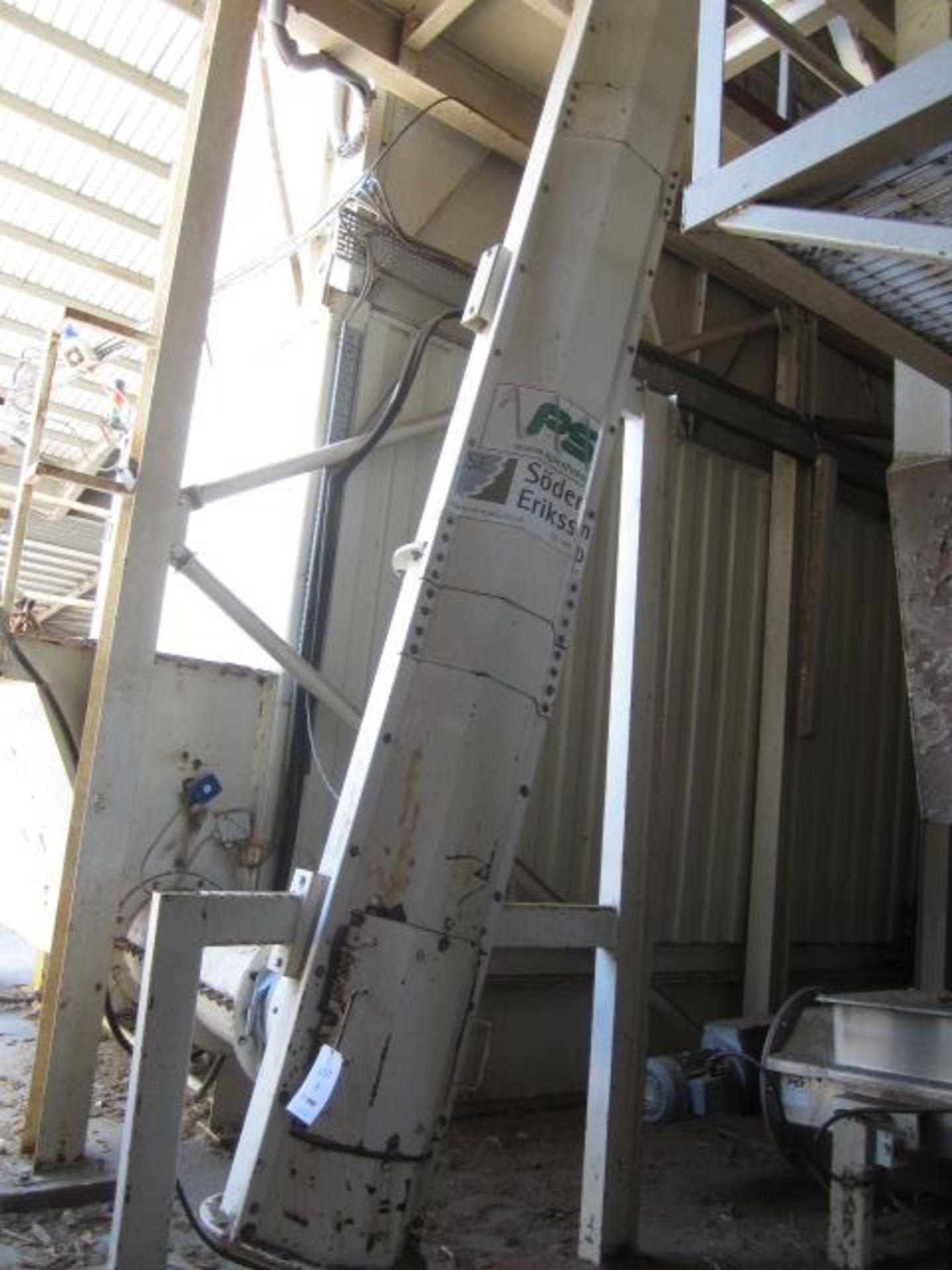 PST V8-420 vertical auger screw conveyor, approx. 9.6m height x 400mm dia, serial no: 1022 U25 (