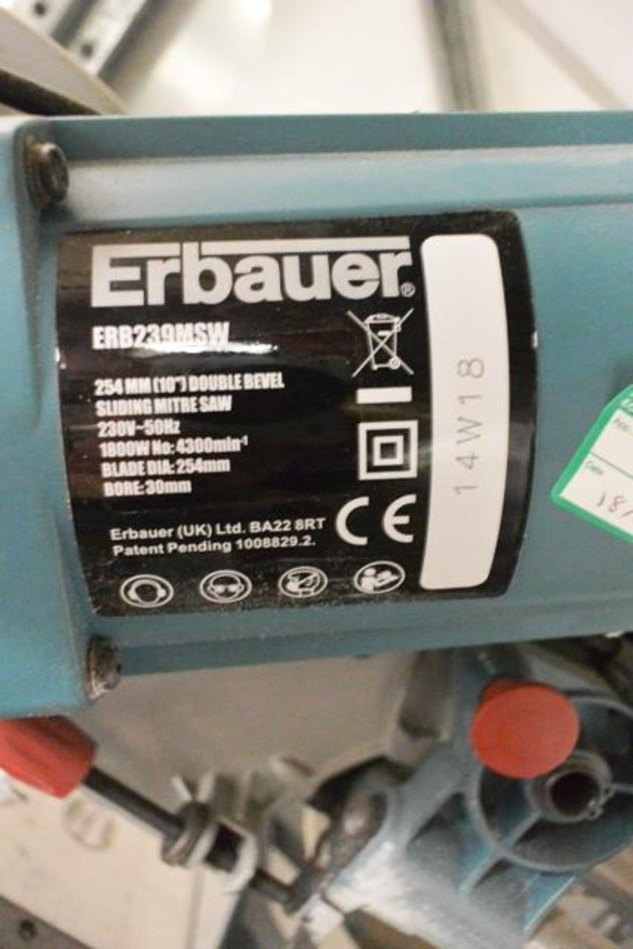 Erbauer ERB239MSW 10" double bevel mitre saw, 240v (please note: This lot is located at the - Image 2 of 3