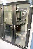 Grey timber effect UPVC double door, approx 1515 x 2080mm with keys (Please note: purchase