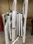 Eight white windows c/w glazing (incoplete number of parts) plus cill and ancillary fittings