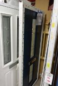 Blue UPVC timber effect door, with two double glazed window units approx 2090x895mm (please note:
