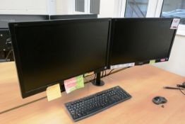 Two Phillips 233V LED flat screen monitors, with Von Haus desk mountable stand (please note: This