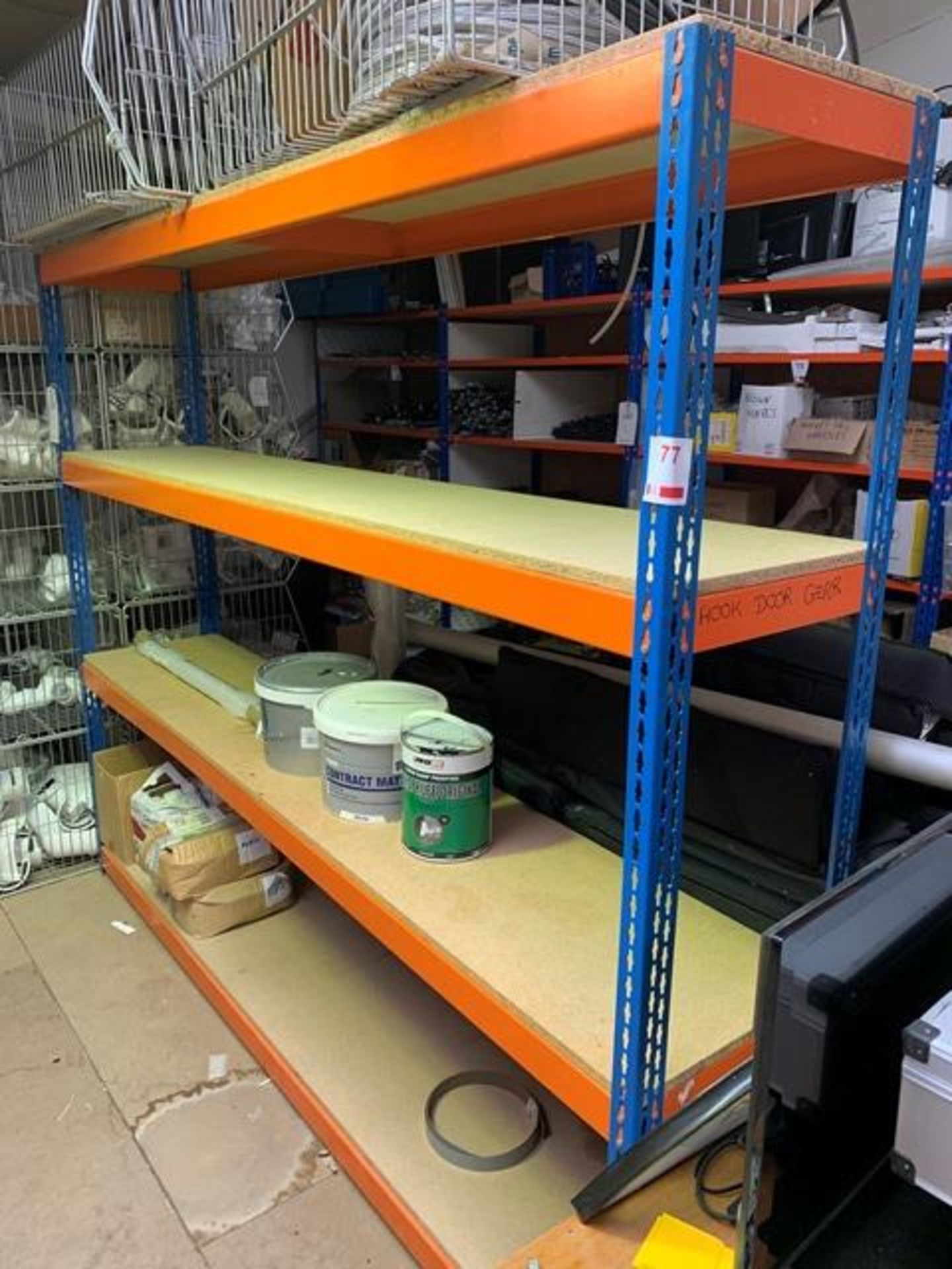 A single bay of medium duty racking 200cm x 240cm x 45cm, 4 shelves (please note: This lot is