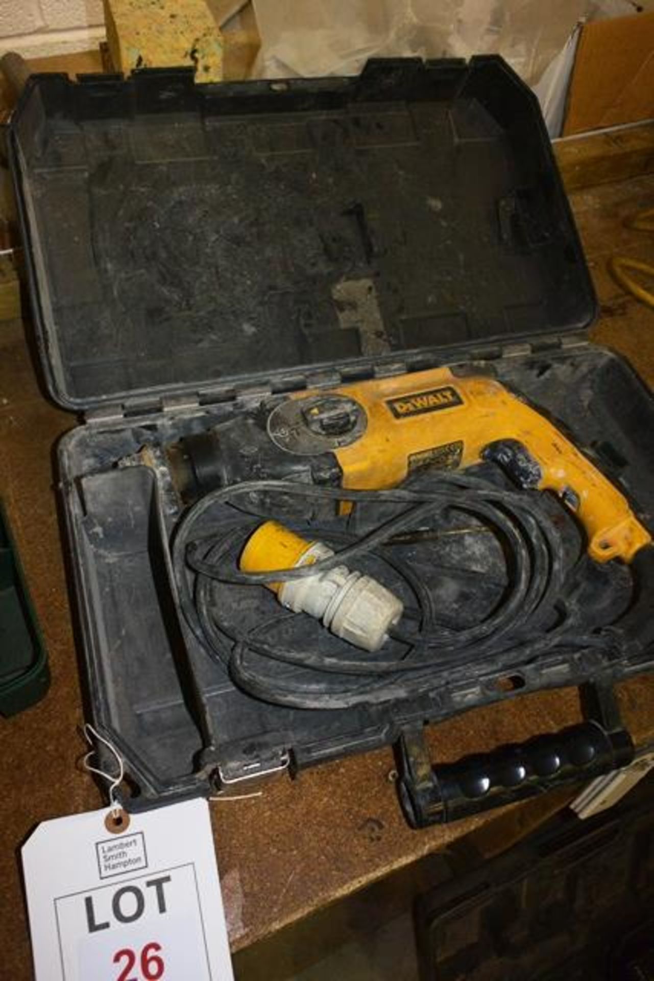 Dewalt D25123 110v rotary hammer drill, serial no. NG75001, with case (please note: This lot is