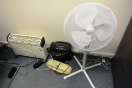 Fellowes paper shredder, Fellowes luminator, office fan and space heater (please note: This lot is