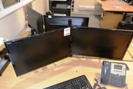 Two Edge IO flat screen LCD monitors with desk mountable stand (please note: This lot is located