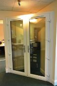 White UPVC french doors, with double glazed window units, approx 2120 x 1600mm (please note: this