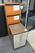 Light oak effect 4 drawer filing cabinet and 4 drawer steel pedestal unit (please note: This lot