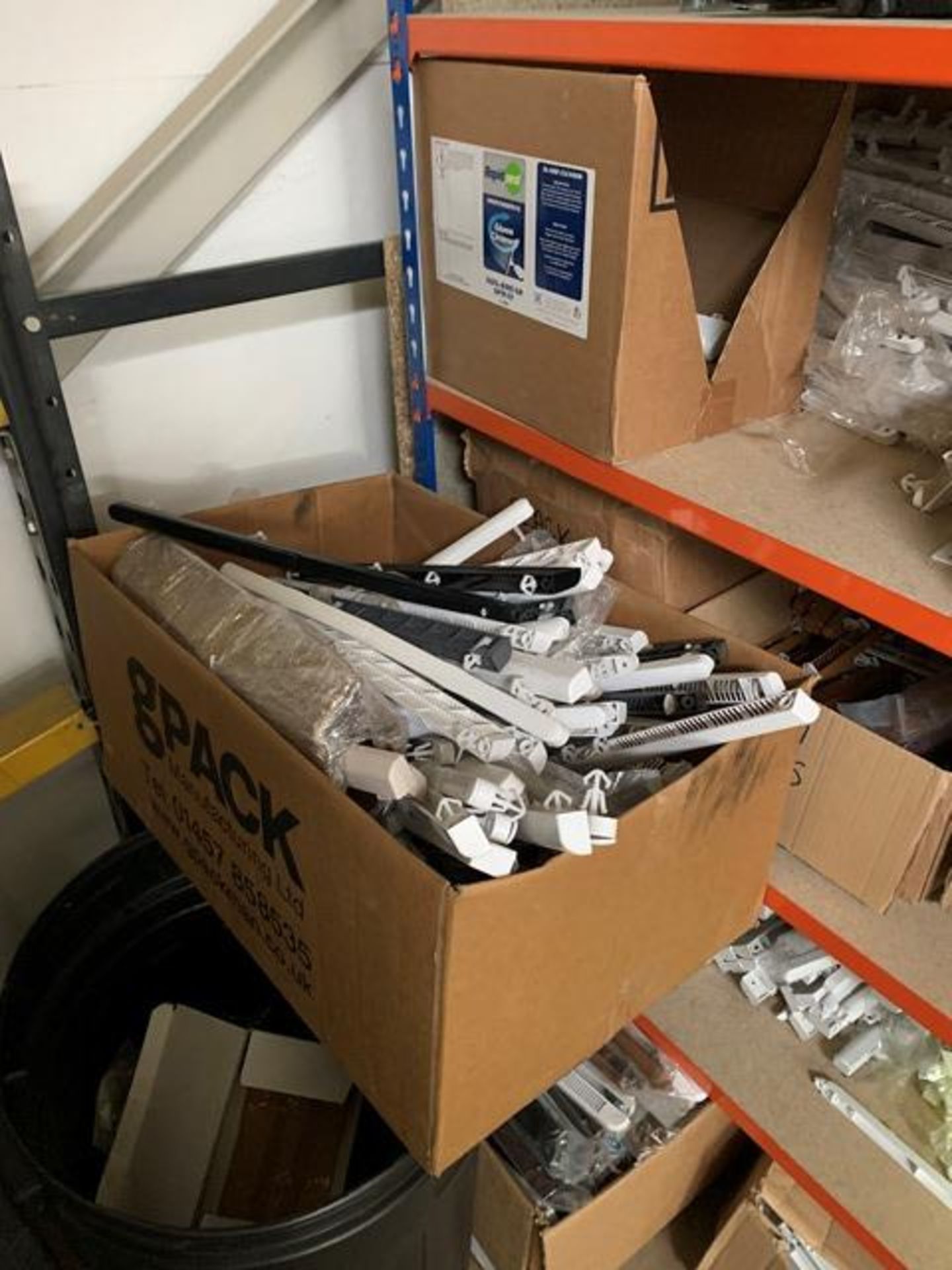 Contents of racking including plastic vents and steel latch units (please note: This lot is - Image 3 of 3