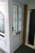 White UPVC door, with double glazed window unit, approx 2115 x 965mm (please note: this lot is