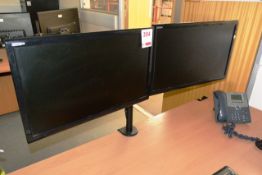 Two Edge ID LCD flat screen monitors with desk mountable stand (please note: this lot is located