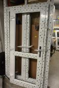 White UPVC french door frame, approx 2300x1195mm, and single door 1955x870mm (no glass) (please