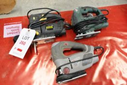 Three various 240v jigsaws incl. Performance Pendulum PJ5560, etc. (please note: this lot is located
