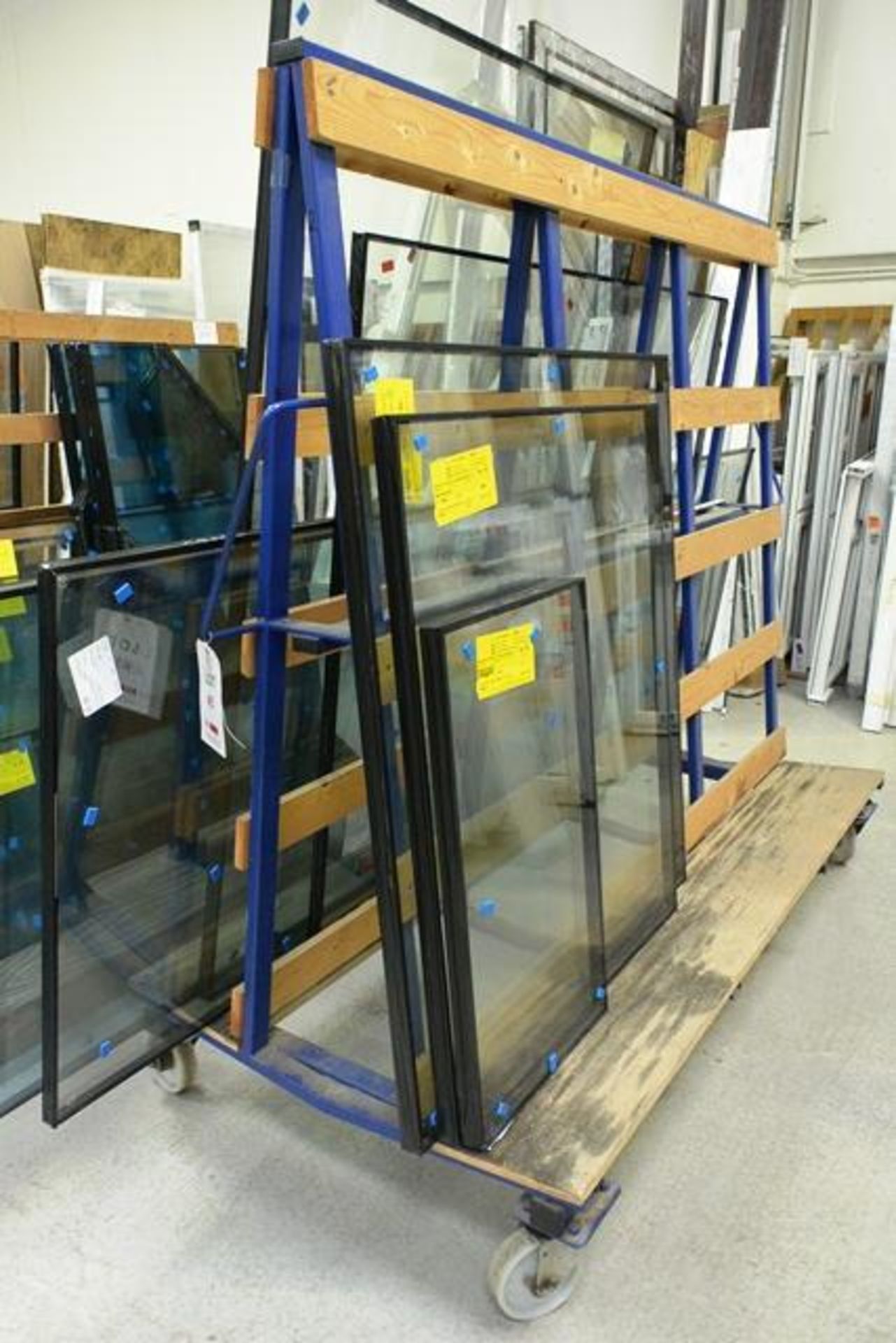 Steel frame, mobile A frame transport trolley, approx 2m in length (please note: This lot is located