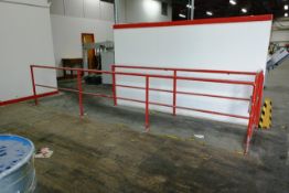 Steel frame barrier section with entry gateway, total length approx 7.8m