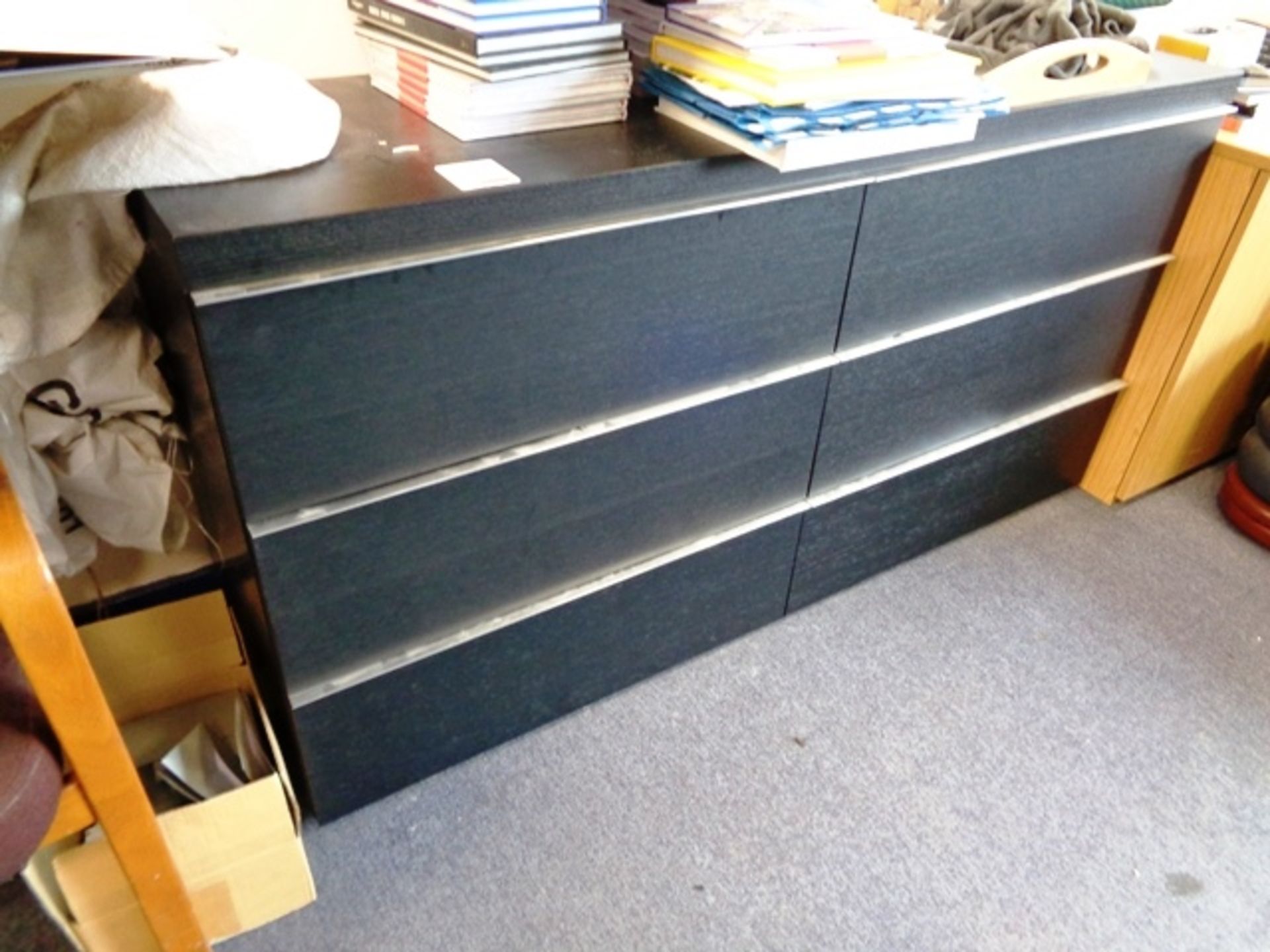 Two 3-drawer black laminate chest drawers