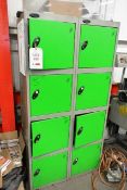Two Probe steel frame 4 locker units, including contents (please see image for condition)
