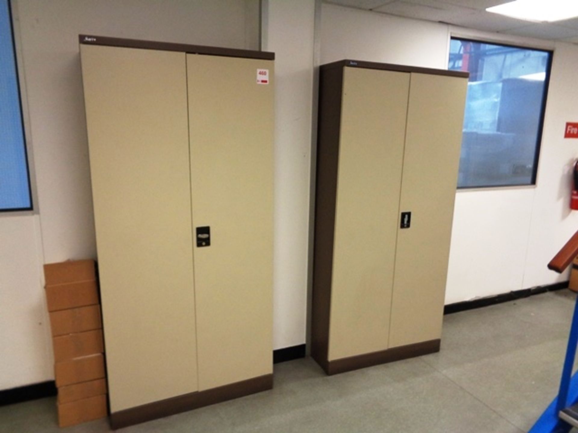 Three twin door steel framed filing cabinets