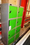 Two Probe steel frame 4 locker units, including contents (please see image for condition)