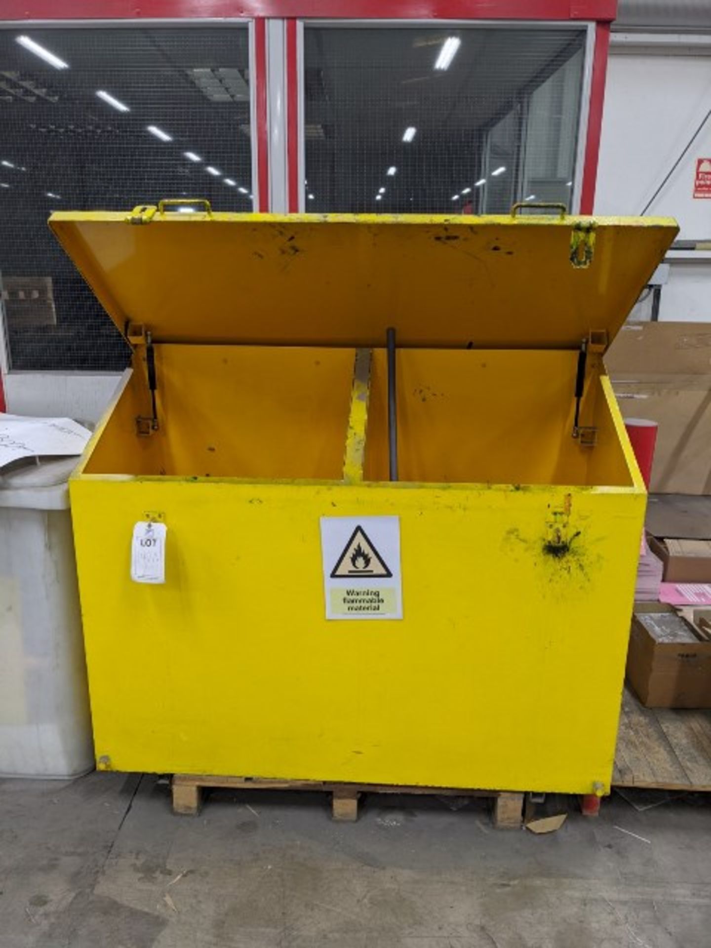 Steel frame top loading chemical storage cabinet, 1500 x 600mm