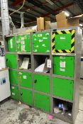 Four Probe steel frame 4 locker units, including contents (please see image for condition)