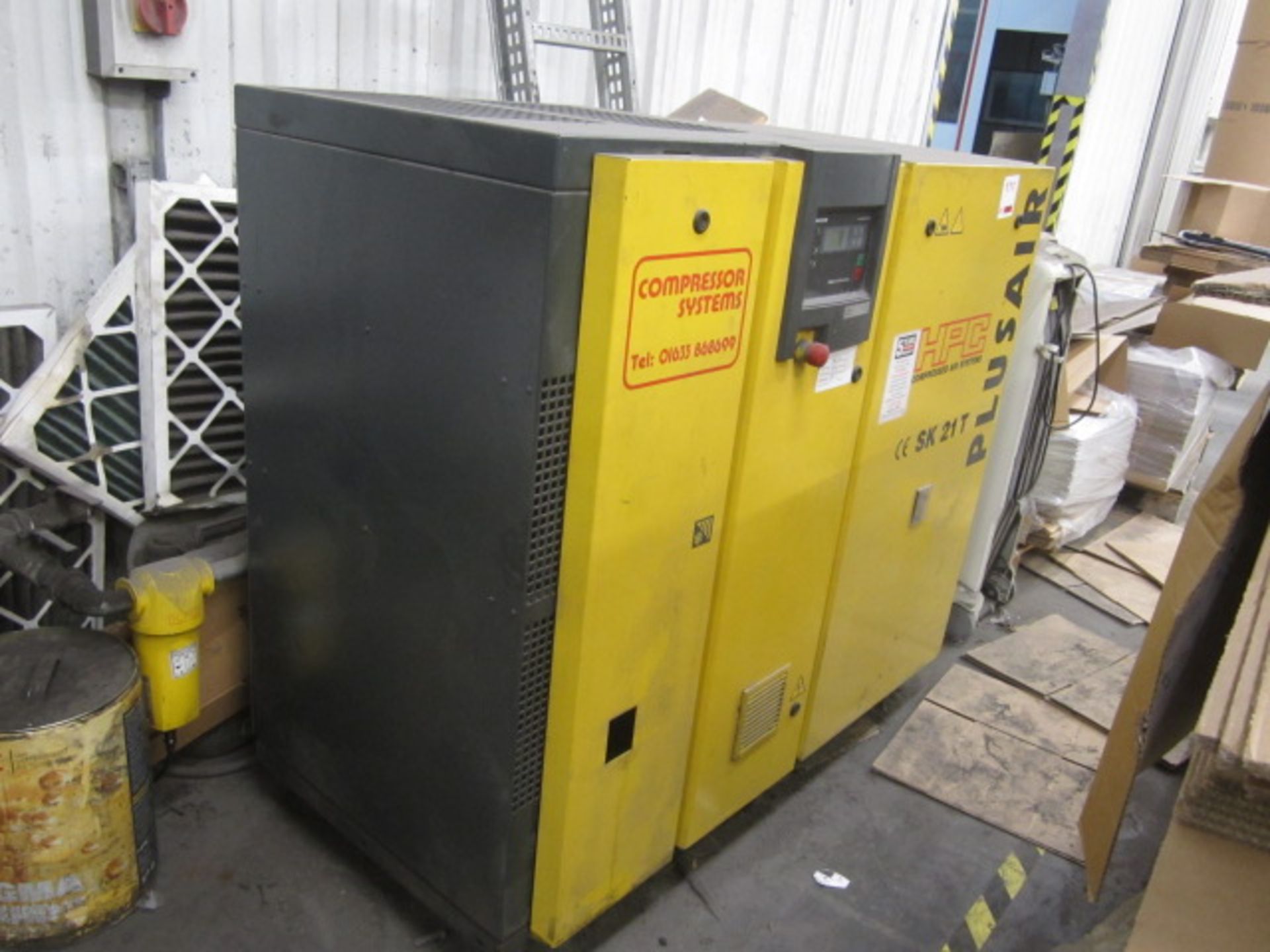 HPC Plusair SK 21T packaged air compressor, type SK21T, serial no. 1074 (2005), 8.0 bar, run hours