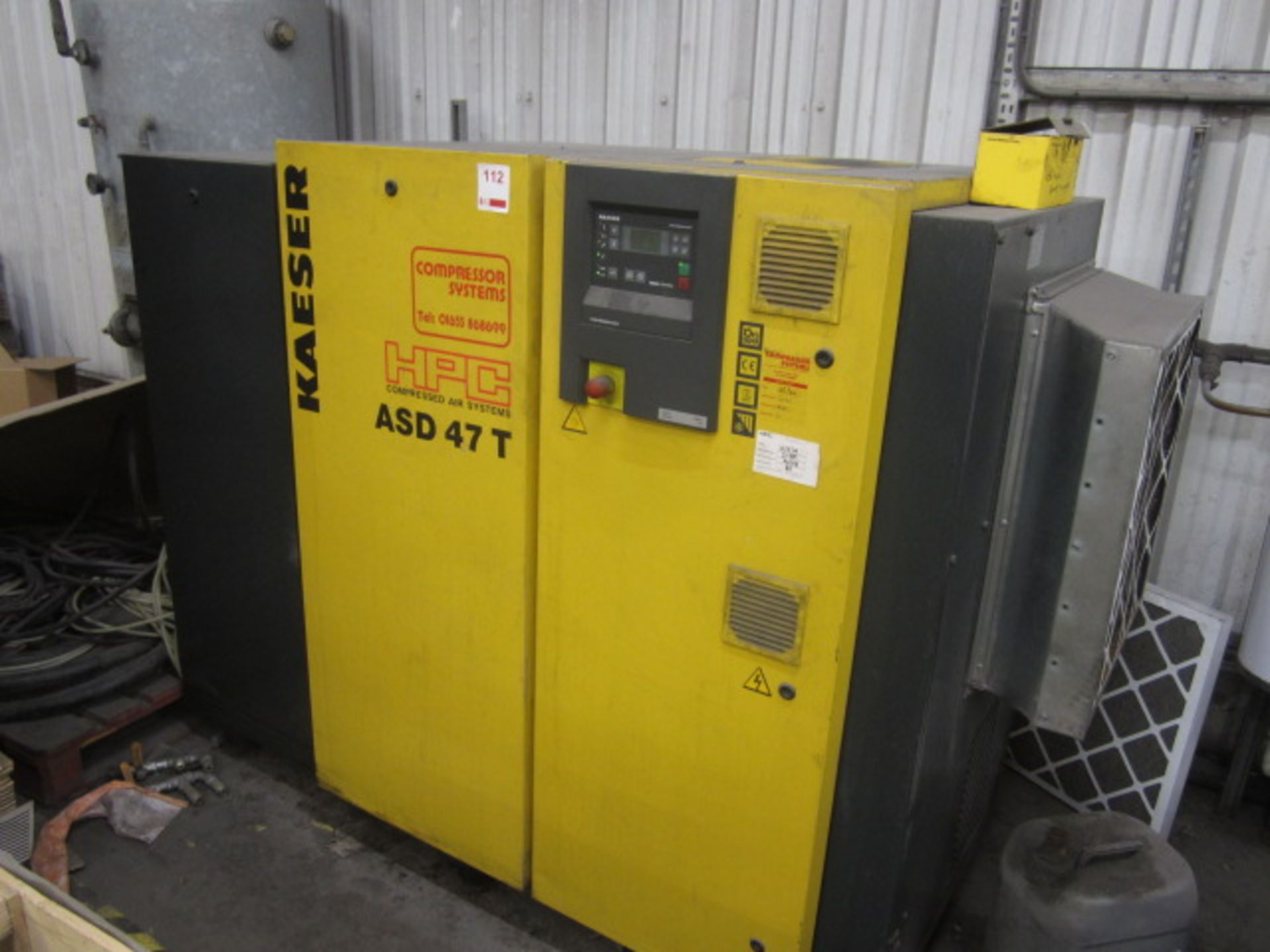 Kaeser HPC ASD 47T package air compressor, model ASD47T, serial no. 1151 (2007), 8.0 bar, run