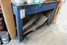 Steel frame table, approx 1400x1100mm