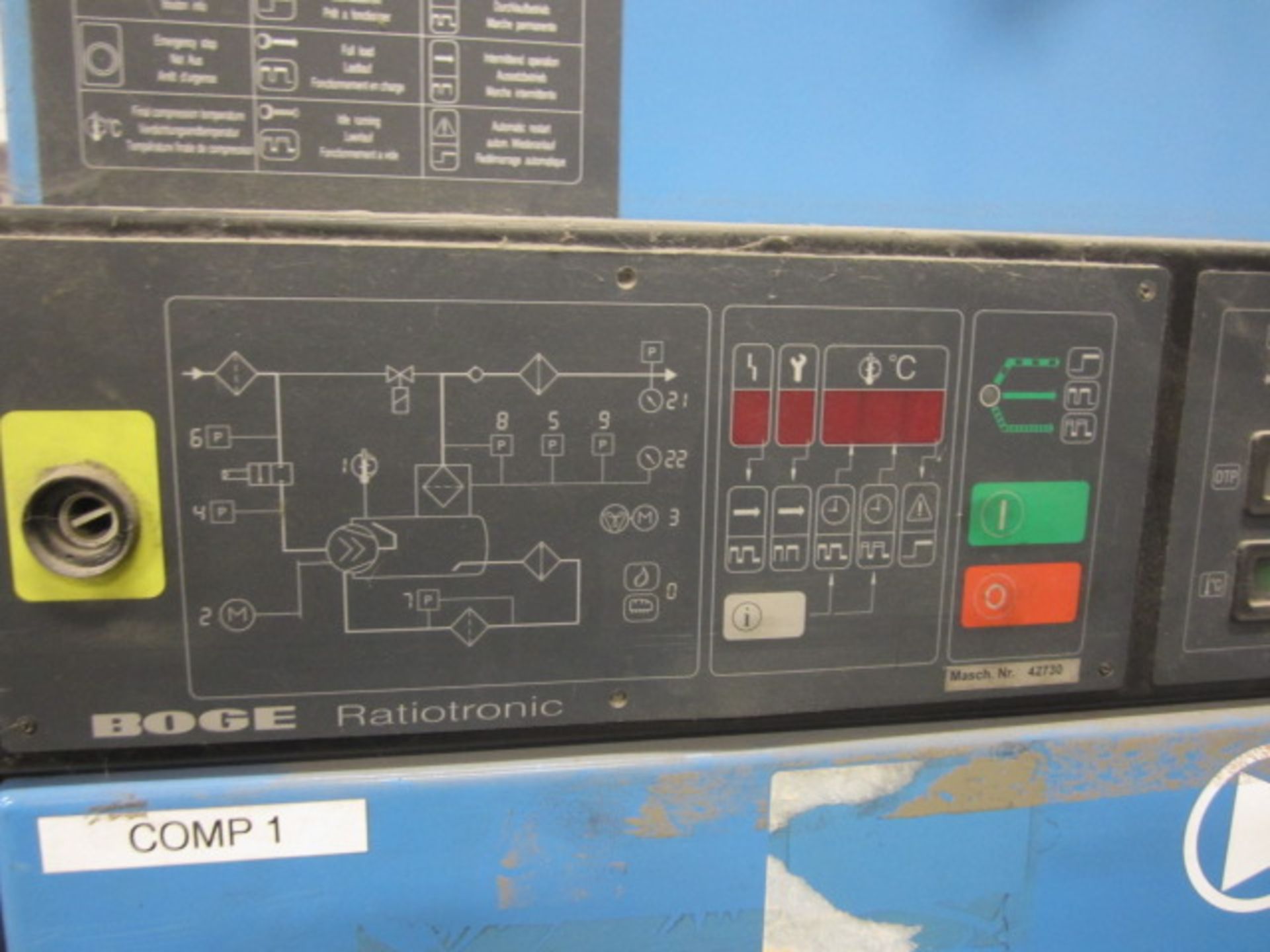 Boge Kompressosen SD 50 packaged air compressor, Boge Ratiotronic controls, machine no. 42730, run - Image 3 of 5