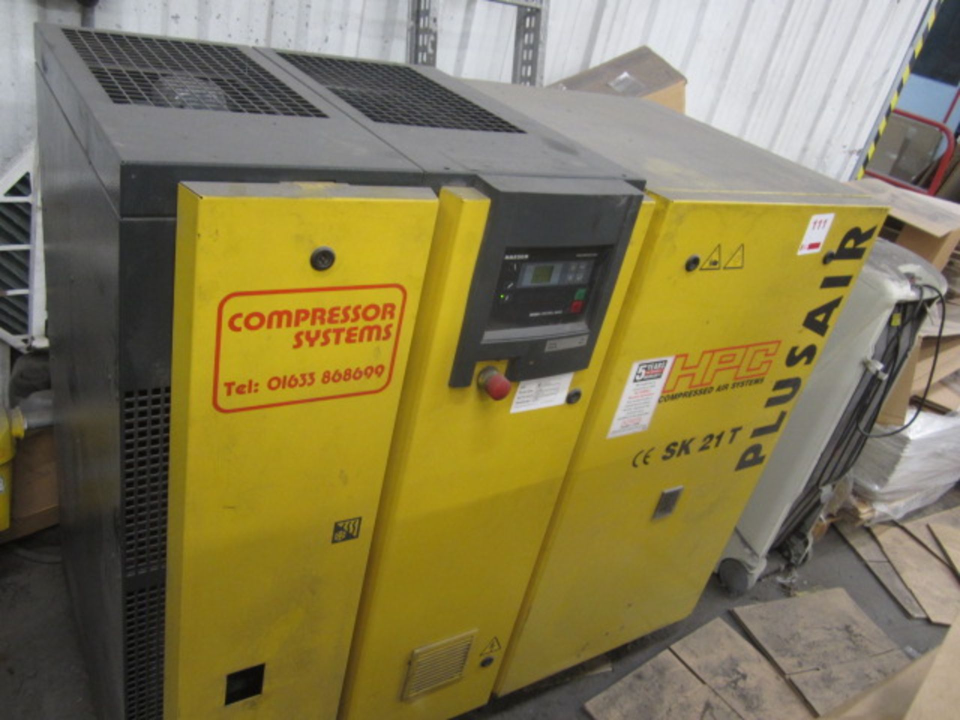 HPC Plusair SK 21T packaged air compressor, type SK21T, serial no. 1074 (2005), 8.0 bar, run hours - Image 2 of 4