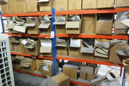 Two bays of adjustable boltless stores racking, approx height 2000mm, approx width per bay 1850mm,