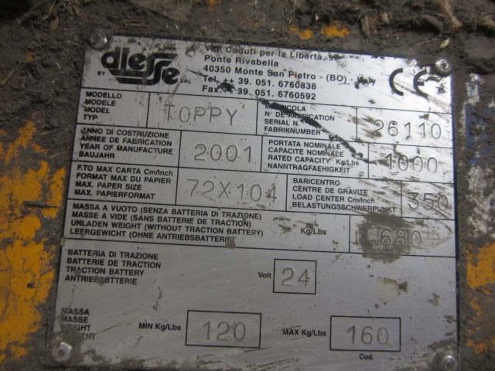 Diesse Toppy battery operated pedestrian pile turner, capacity 1000kg, serial no. 26110 (2001), - Bild 3 aus 5