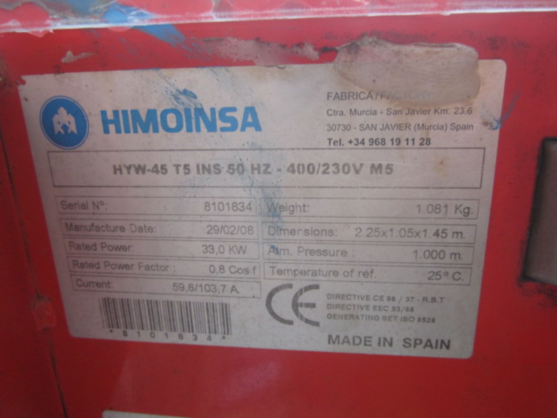 Himoinsa Macron Power canopy Yanmar diesel generator, model HYW-45 T5 INS 50Hz-400/203v MS, serial - Image 12 of 12