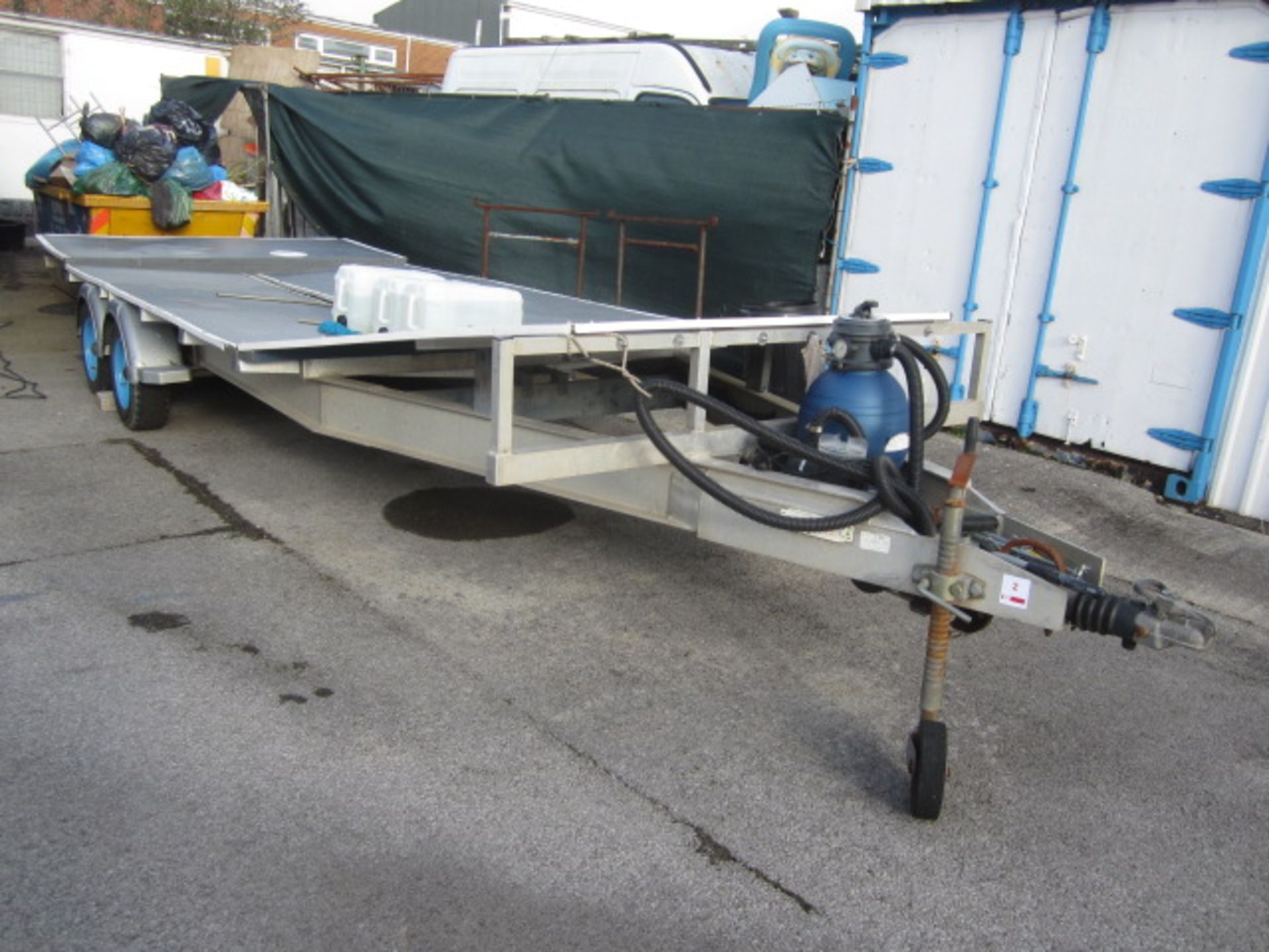 Twin axle bespoke manufactured wash down trailer with fitted waste tank, drainage, recycling