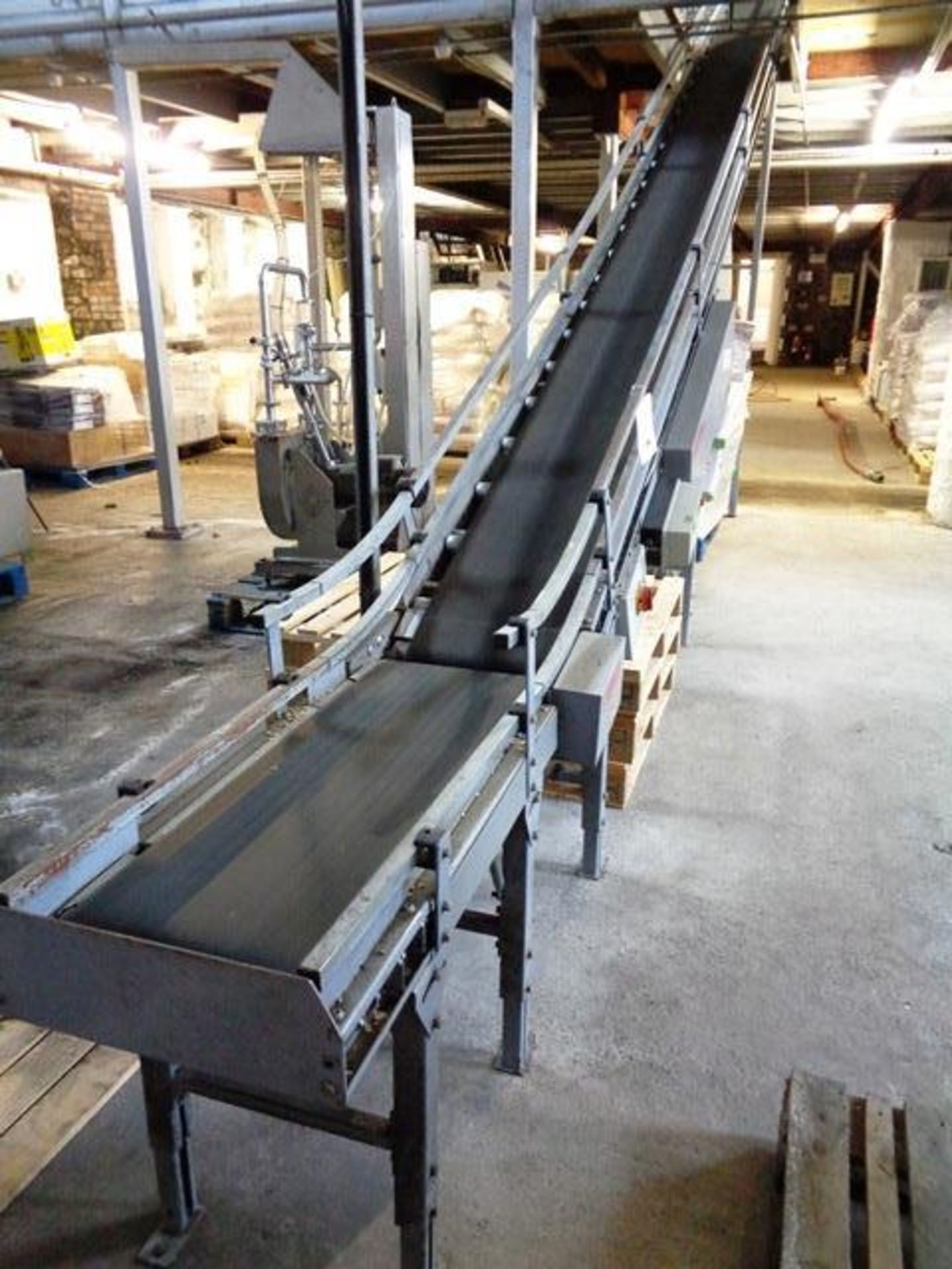 Dexion motorised elevating belt conveyor, used for malt loading, max safe working load 100kg = 4 x - Image 2 of 7