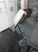 Menu lectern and handrail with dummy bottles