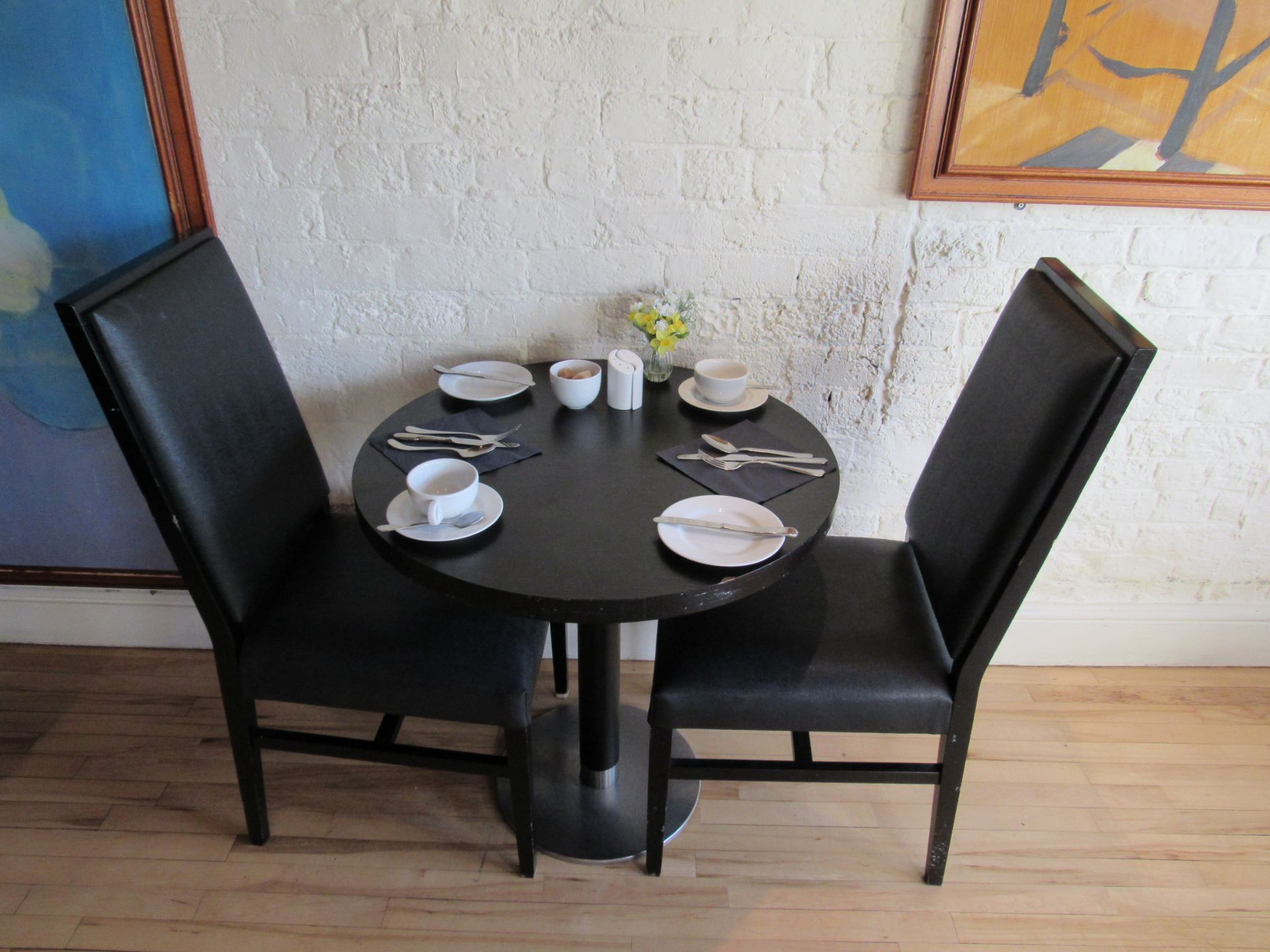 4 Round Tables, 750mm dia with 8 chairs