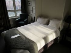 Contents to rooms 102, including bed base, desk, chair, arm chair, mini bar, artwork, trouser press,