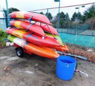 Kayak Trailer and 7 x Feelfree kayaks, including 4 x Feelfree Gemini kayaks and 3 x Gemini Roma
