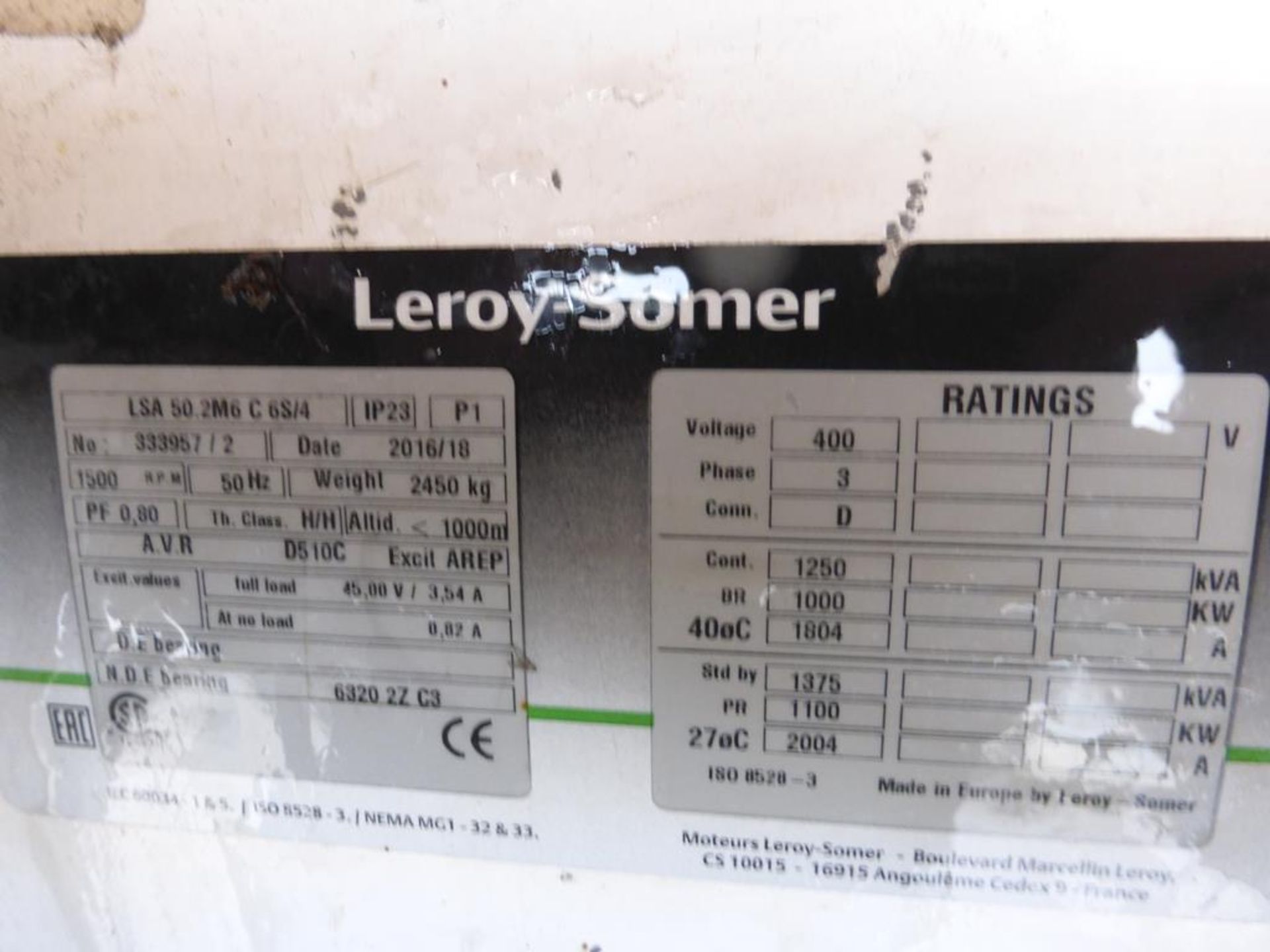 MTU/Leroy - Somer 1375KVA Standby Generator - Image 3 of 7