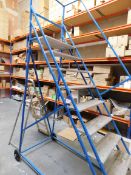 9 Tread mobile platform steps (circa 10ft) and aluminium 5 tread ladder