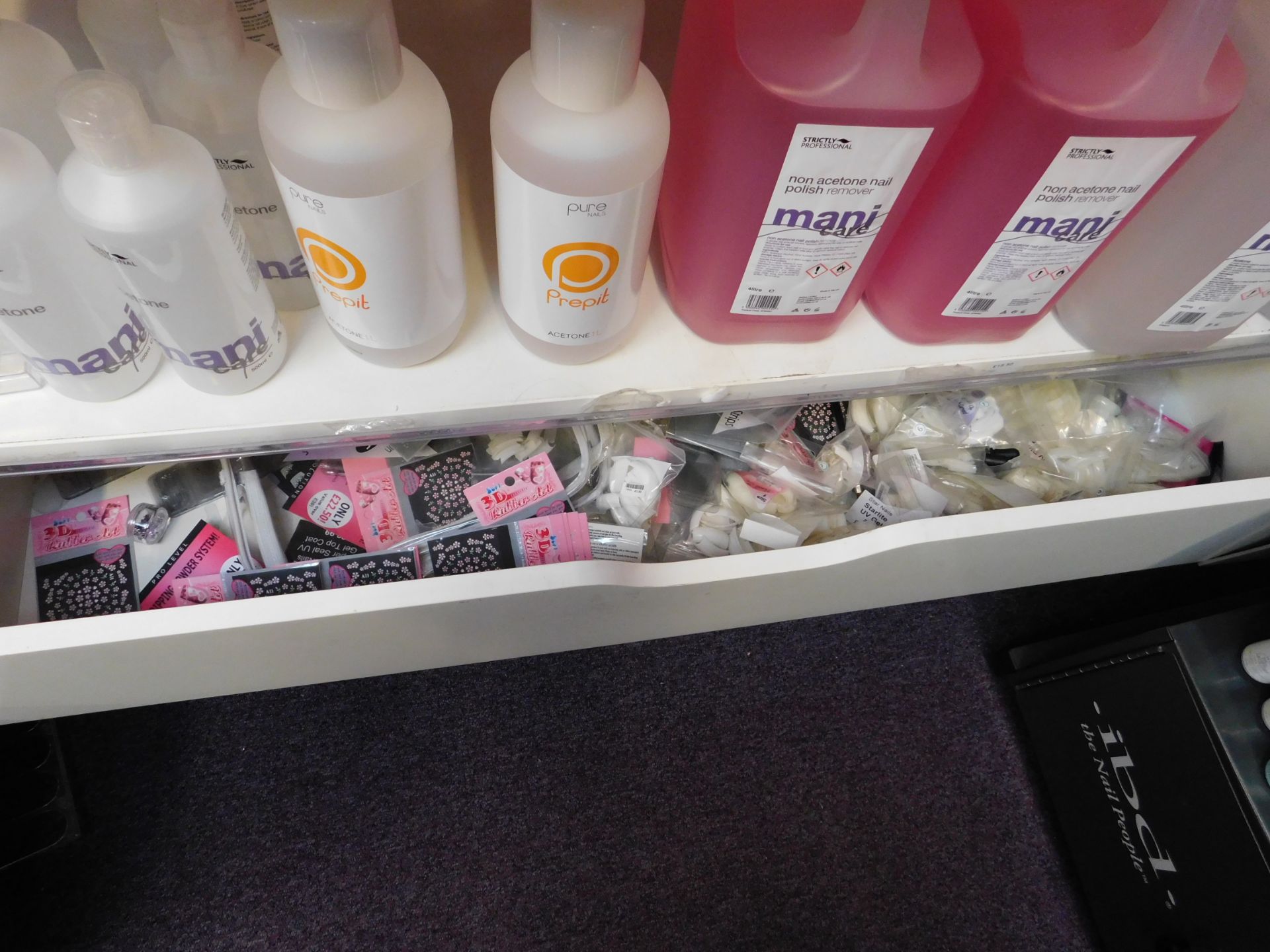 Contents to 3 x bays of shelving, to include assortment of nail treatment products - Image 4 of 8