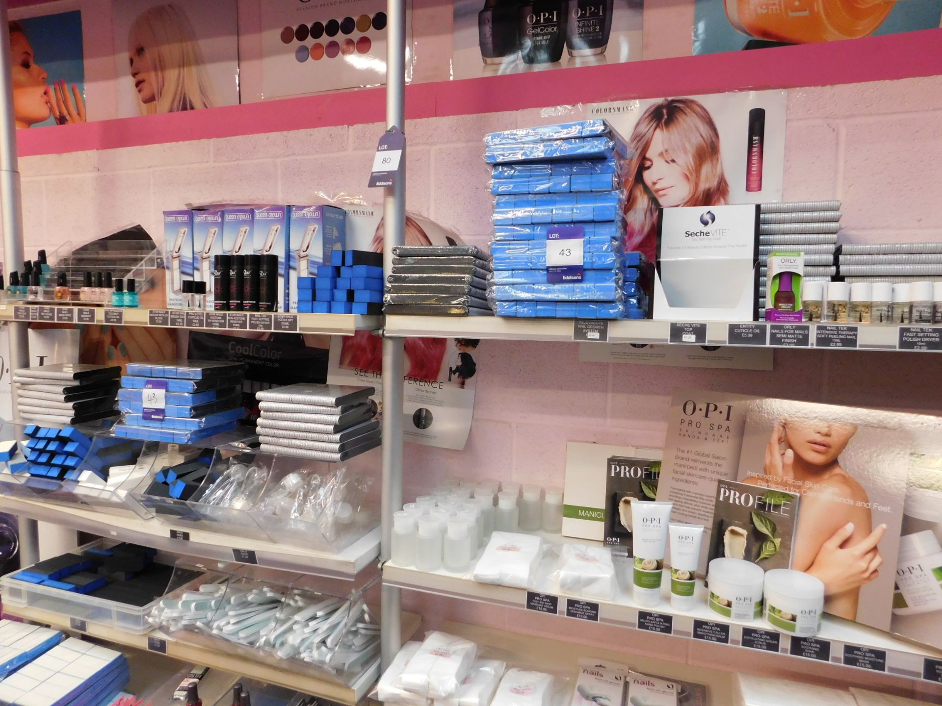 Contents to 2 bays of shop display shelving, to include assortment of nail treatment products ( - Image 2 of 4