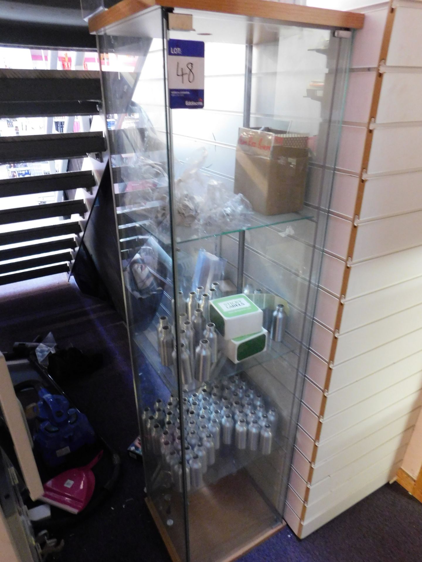 3 x Glazed display cabinets and contents, approximately 7ft - Image 3 of 3