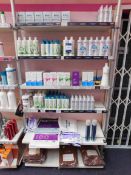 Contents to 1 bay of shop display shelving, to include assortment of styling sprays