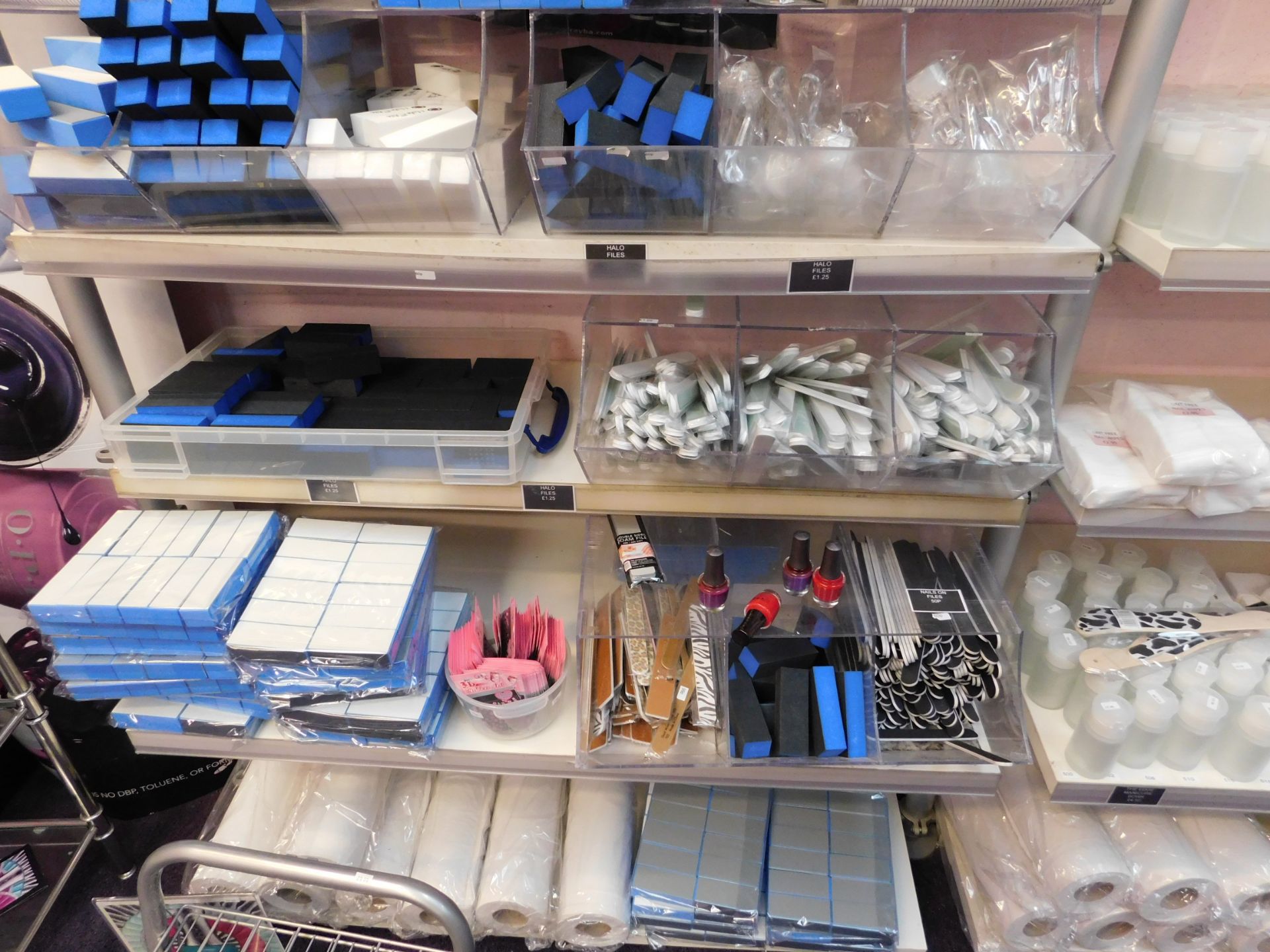 Contents to 2 bays of shop display shelving, to include assortment of nail treatment products ( - Image 4 of 4