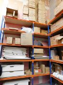 Large quantity of stock to 2 x bays of racking, including hair colour creams, hair brushes