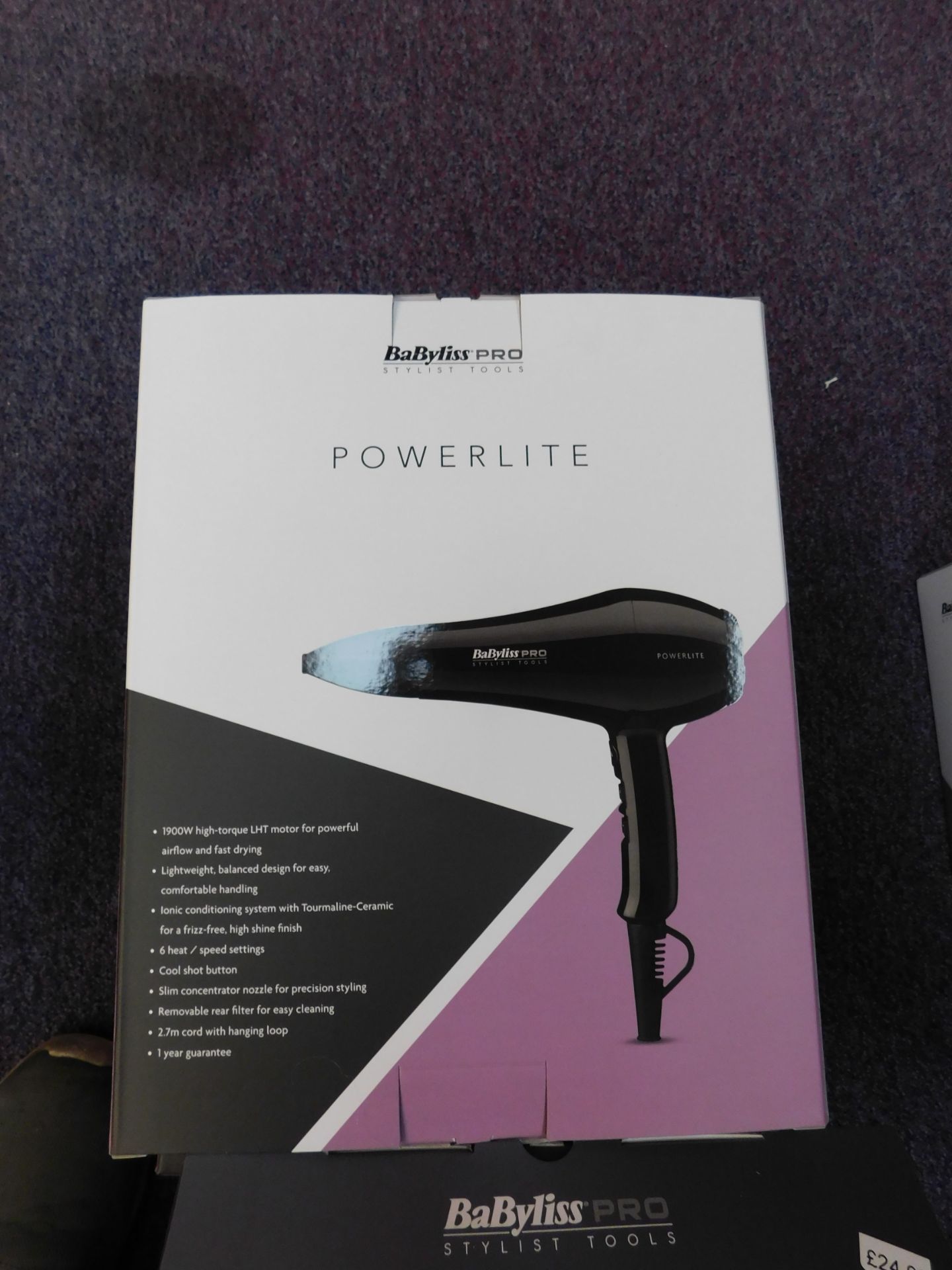 2 x BaByliss Pro pink powerlite hairdryers, and 2 x BaByliss Pro black powerlite hairdryers - Image 2 of 2