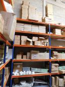 Large quantity of stock to bay of racking, including hair colour creams, hair brushes